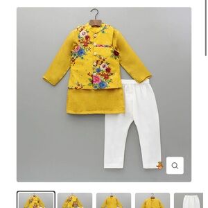 Mustard Floral Embroidered Kurta Set